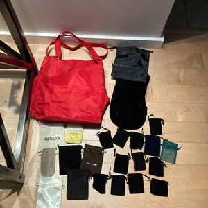 Bundle 22pc. Jewelry bags including 1 red tote